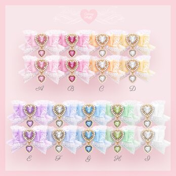 ヘアクリップ　リボン　量産型　地雷　ロリータ　フリル　ハート　ビジュー　ゴスロリ　キッズ　子供　コンカフェ　卒業式　入学式