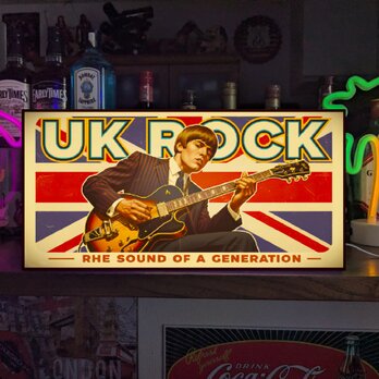 【オーダー無料】UK ブリティッシュロック ギター ミュージック 音楽 レトロ 店舗 自宅 照明 看板 置物 雑貨 ライトBOX
