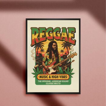 【REGGAE】ジャマイカ レゲエ ベース ミュージシャン ガンジャ ビンテージ インテリア 雑貨 A4アートポスター