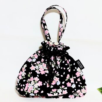 桜の花の巾着バッグ