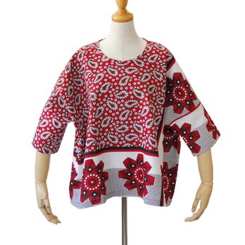 カンガのブラウス（ボックス型）アフリカ布 服 カンガ服