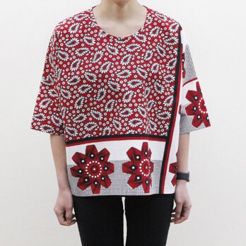 カンガのブラウス（ボックス型）アフリカ布 服 カンガ服