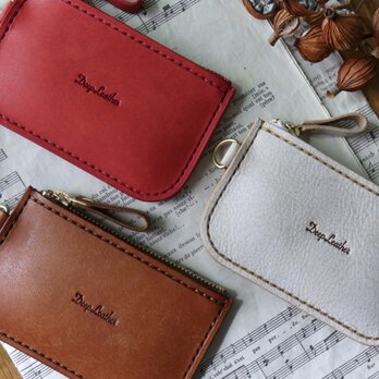 イタリア革の小物入れ／アイボリー