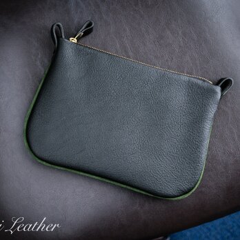 《WATERPROOF LEATHER》Noble Curve Pouch　Small