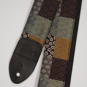 古典柄　帆布ギターストラップ　京都金襴