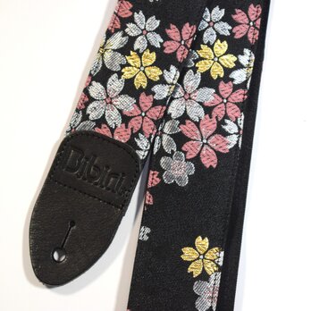 大きい桜　帆布ギターストラップ　京都金襴