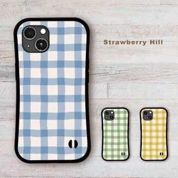 大ぶり レトロ な チェック グリップケース iPhoneケース