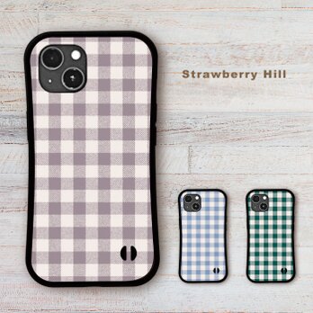 大ぶり レトロ な チェック グリップケース iPhoneケース