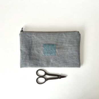 ぺたんこポーチ　薄灰色