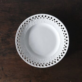 Creil & Montereau クレイユモントロー 平皿 レース レリーフ フランス アンティーク 0502500