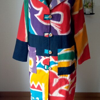 大漁旗フード付きコート　木綿