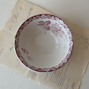 【1点のみ】希少 Creil et montereau LILAS　クレイユモントロー　赤のデザートボウル