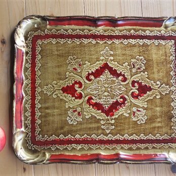 フィレンツェトレイ  木製金彩 伝統工芸  特大盆