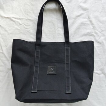 うさぎスカル、ブラック帆布のトート。