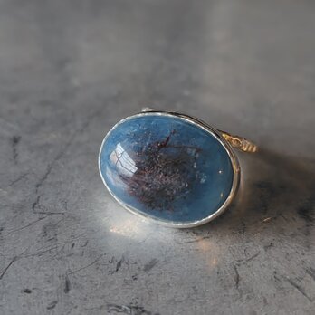 ヘマタイトインアクアマリンシルバーリング#12.5