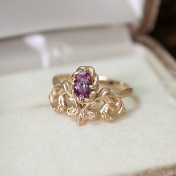 ウンバライトガーネットのバロックリーフリング