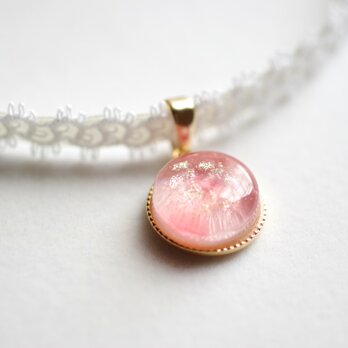 【受注製作】レジンアート　ラウンドモチーフとタティングレースとサテンリボンのチョーカー〈春爛漫〉