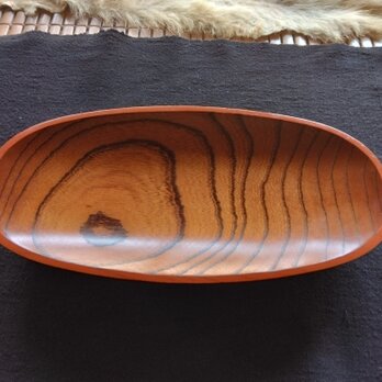 拭き漆楕円の器