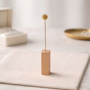 真鍮ミモザミニ一輪オブジェ 木製花瓶付き