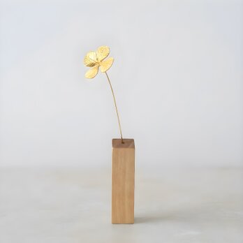 真鍮クローバーミニ一輪オブジェ 木製花瓶付き