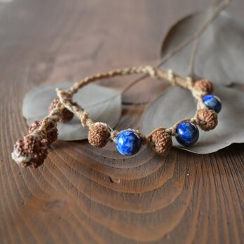 日本の麻&ﾗﾋﾟｽﾗｽﾞﾘ&菩提樹のﾌﾞﾚｽﾚｯﾄ