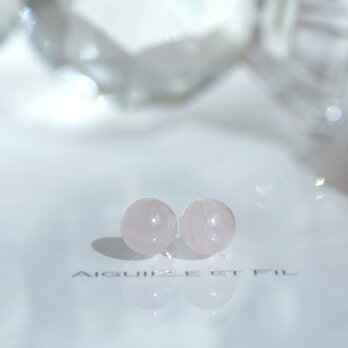 K10 ローズクォーツラウンドピアス ペア