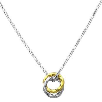 真鍮と銀の手曲げのリングネックレス　snd043