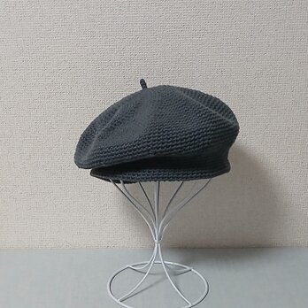 静かな余白のベレー帽スチールグレーコットンリネンラミー（ユニセックス