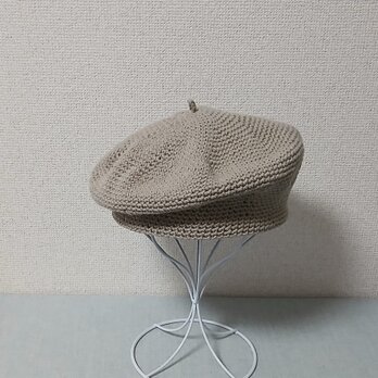 静かな余白のベレー帽ナチュラルコットンリネンラミー（ユニセックス)