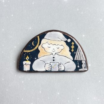 ブローチ calm night　ステンドグラスブローチ