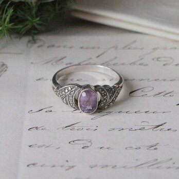 アメジストとマーカサイトのシルバーリング（16号）