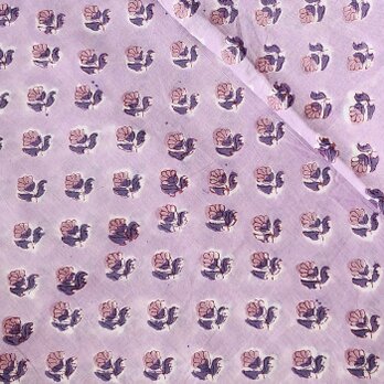 インド ブロックプリント生地 [50cm単位切り売り] サンガネリ ミニフラワー モーブピンク SA 花 IF0468