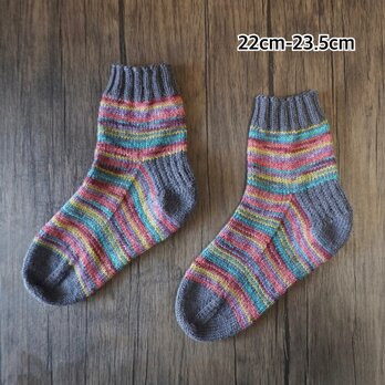 手編みの靴下［洗濯機ok］