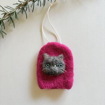 もじゃもじゃねこのキーケース　オペラピンク