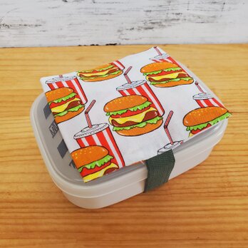 お弁当に！保冷剤ケース付きお弁当箱ゴムバンド ランチベルト ハンバーガー