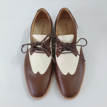 ◇本革ウイングチップシューズ◇無料サイズ調整◇ブラウン◇色変更無料◇ラバーソール仕様◇
