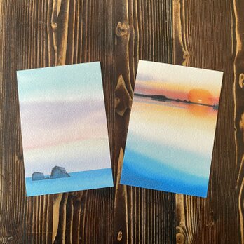 ゆる絵　ポストカード２枚組