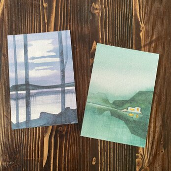 ゆる絵　ポストカード２枚組