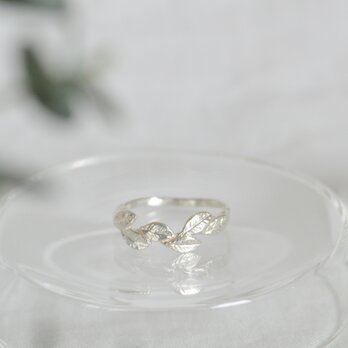 小さなみかんの葉っぱリング・SV