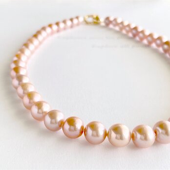 大粒淡水真珠 エジソンパールのチョーカーネックレス ピーチオレンジ　式にも　9〜10.3mm 1点のみ