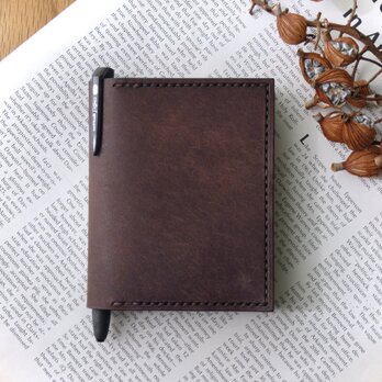 イタリア革のメモ帳カバー／A7サイズ／ロディアNo.11／横型／ダークブラウン