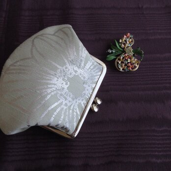 がま口：シルバープリント；アメリカ製ファブリック