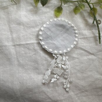 ★ ☆ ＊ ＊★ハンドメイドミナペルホネン⚮̈ 薄いグレータンバリン♡ブローチレース