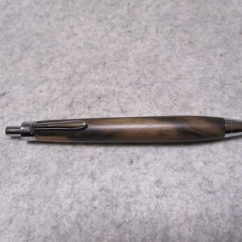 黒柿　網目杢　木地仕上げ　ワンピースタイプの木軸ボールペン(シャープペンシル)　