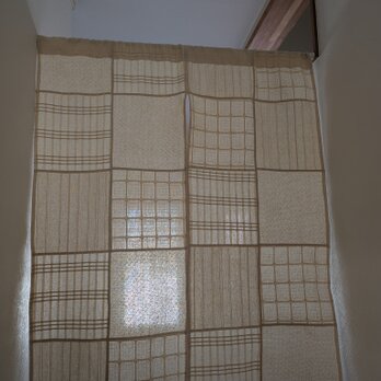 ♥️インド綿♥️ちょっと厚め♥️ベージュ♥️大きめランダムパッチワークのれん　