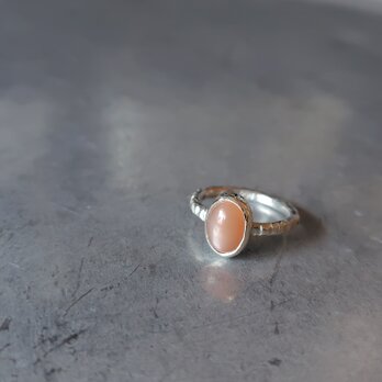 オレンジキャッツアイムーンストーンシルバーリング#5