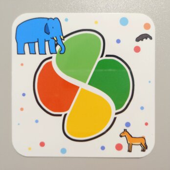 色とりどり動物　高齢者マーク　ステッカー　A【ラミネートあり・1枚売り】