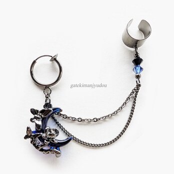 月と蝶のフープイヤリング&イヤーカフ【ピアス等変更可】