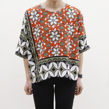 カンガのブラウス（ボックス型）アフリカ布 服 カンガ服