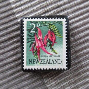 ニュージーランド1960年　花切手ブローチ10849